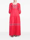 Holy Caftan Adelasia Dress Woman In Red Linen In Red