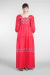 Holy Caftan Adelasia Dress Woman In Red Linen
