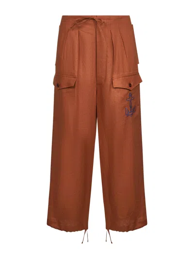 Holy Caftan Ancora Cargo Pants In Orange