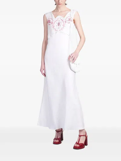 HOLY CAFTAN EMBROIDERY-DETAIL MIDI DRESS