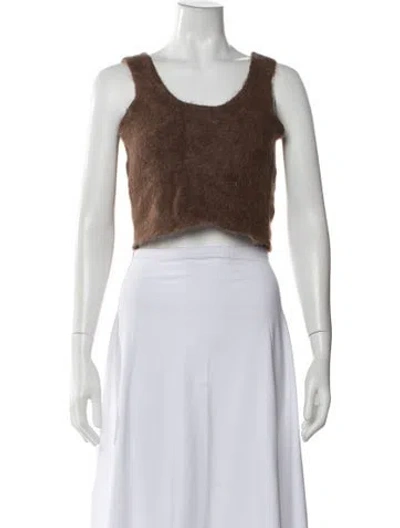 Pre-owned Holzweiler Alpaca Scoop Neck Crop Top In Multi