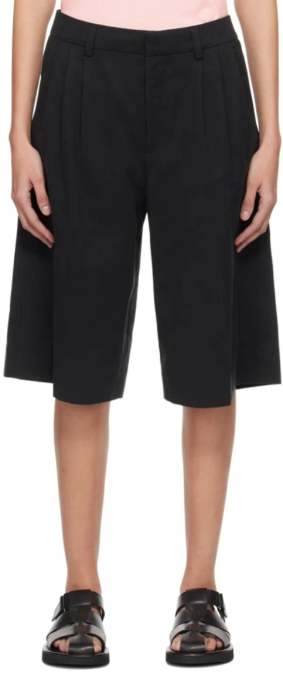 Holzweiler Black Lino Shorts In 1051 Black