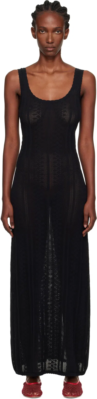 Holzweiler ブラック Tine クロシェ マキシワンピース