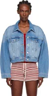 Holzweiler Blue Cropped Denim Jacket In Blue