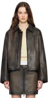 Holzweiler Brown Cia Leather Jacket In 1105 Dk. Brown