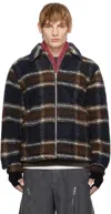 Holzweiler Brown Elix Check Fleece Jacket In Brown Check1110