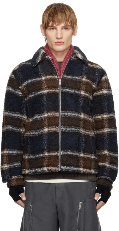 Holzweiler Brown Elix Check Fleece Jacket In Brown Check1110