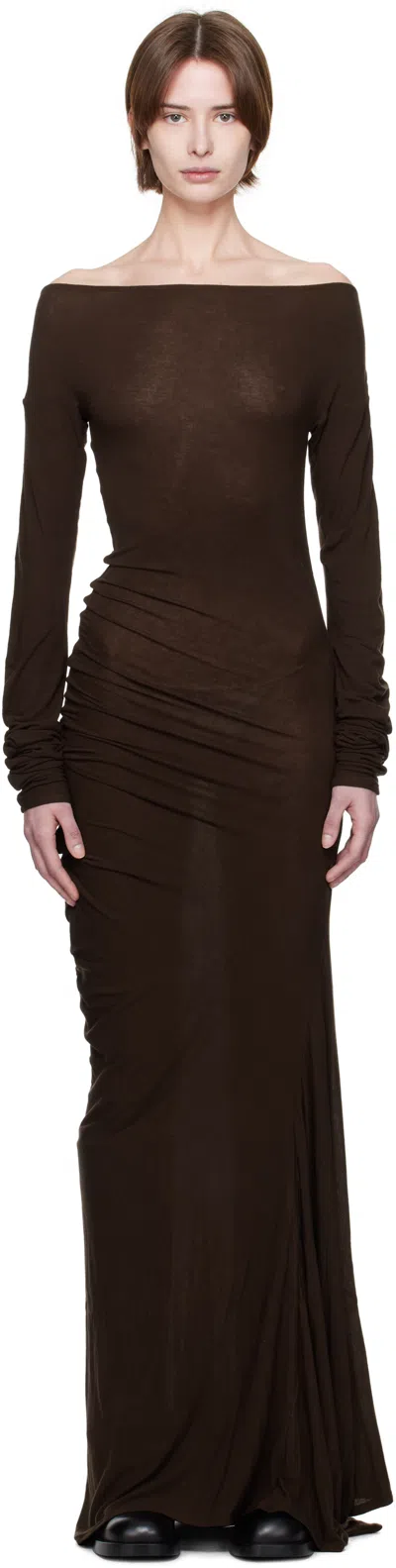 Holzweiler Brown Estella Solid Maxi Dress In 1105 Dk. Brown