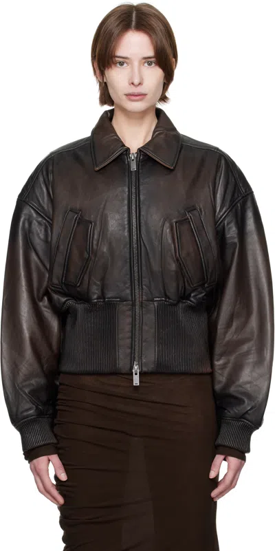 Holzweiler Brown Saphra Leather Jacket In 1105 Dk. Brown