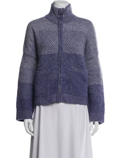 Pre-owned Holzweiler Colorblock Pattern Mock Neck Sweater In Blue