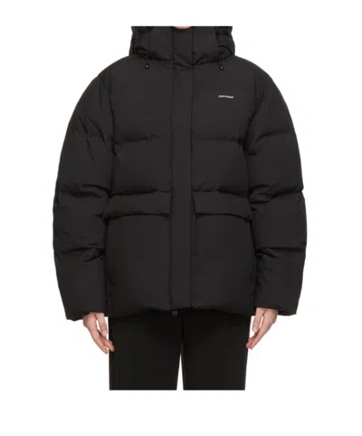 Holzweiler Detachable Hood Quilted Down Jacket In Black
