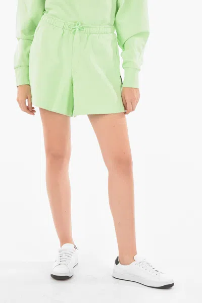 Holzweiler Elastic Wastband Cotton Shorts With Drawstring In Green
