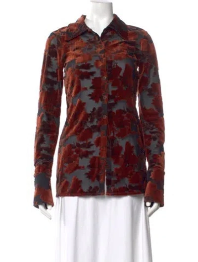 Pre-owned Holzweiler Floral Print Long Sleeve Top In Red