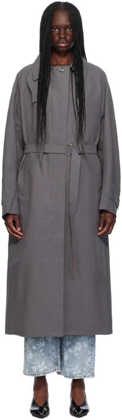 Holzweiler Gray Elsa Trench Coat In 1054 Dk. Grey