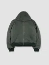 Holzweiler Loken Padded Zip-up Hoodie In Dk. Green