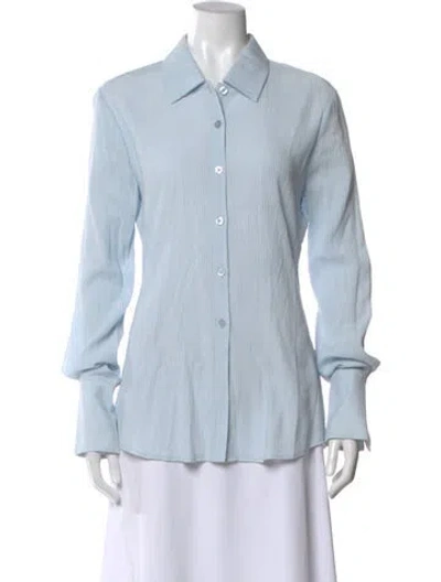 Pre-owned Holzweiler Long Sleeve Button-up Top In Blue