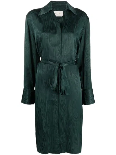 Holzweiler Metallic-sheen Shirt Dress In Green