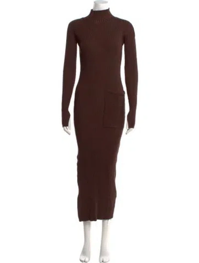 Pre-owned Holzweiler Mock Neck Long Dress In Brown