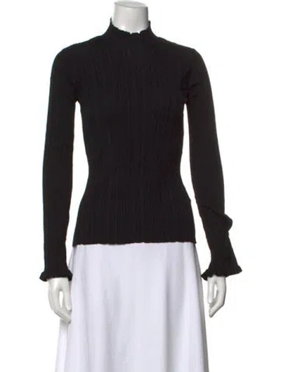 Pre-owned Holzweiler Mock Neck Long Sleeve Top In Black