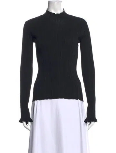 Pre-owned Holzweiler Mock Neck Long Sleeve Top In Black