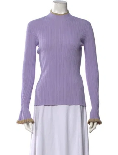 Pre-owned Holzweiler Mock Neck Long Sleeve Top In Neutrals/purple