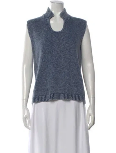 Pre-owned Holzweiler Mock Neck Sleeveless Top In Blue