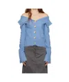 Holzweiler Blue Off Shoulder Cardigan In Blue