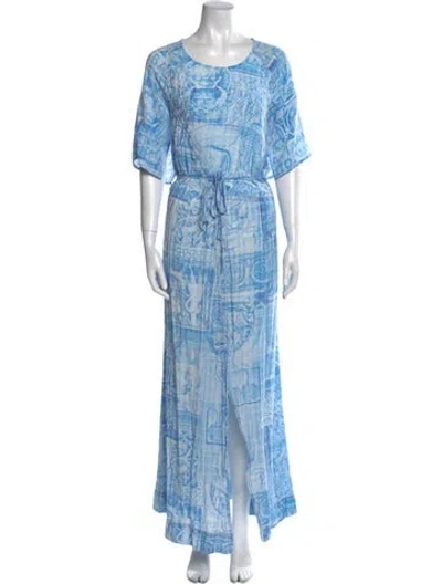 Pre-owned Holzweiler Paisley Print Long Dress In Blue