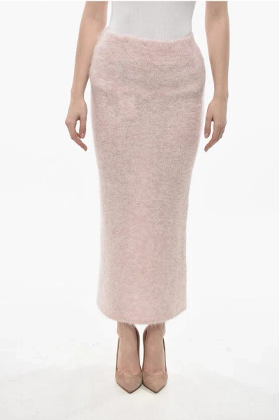 Holzweiler Pencil Skirt Fluffy In Solid Color In Pink