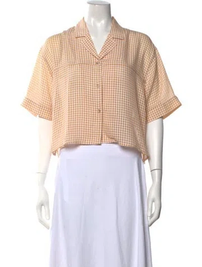 Pre-owned Holzweiler Plaid Print Short Sleeve Top In White