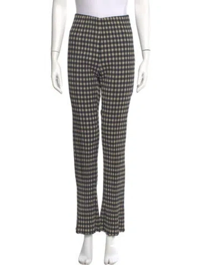 Pre-owned Holzweiler Plaid Print Straight Leg Pants In Green