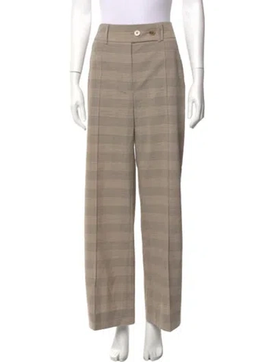 Pre-owned Holzweiler Plaid Print Wide Leg Pants In Brown