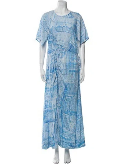 Pre-owned Holzweiler Printed Long Dress In Blue
