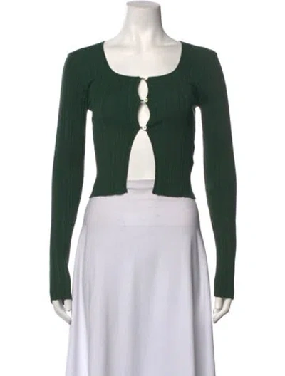 Pre-owned Holzweiler Scoop Neck Long Sleeve Crop Top In Green