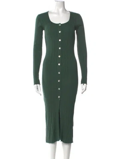 Pre-owned Holzweiler Scoop Neck Midi Length Dress In Green
