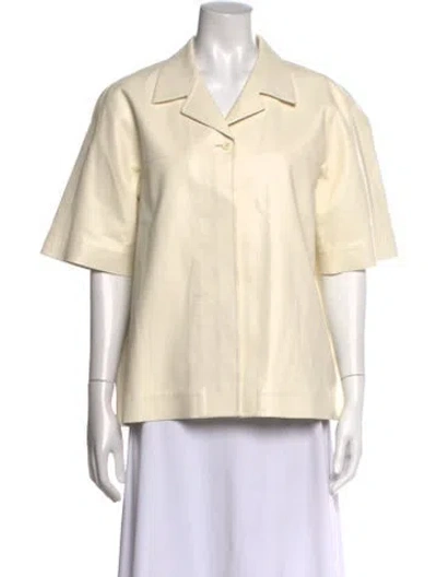Pre-owned Holzweiler Short Sleeve Button-up Top In Neutrals