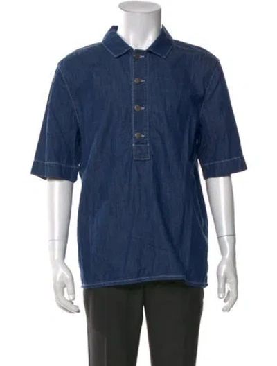 Pre-owned Holzweiler Short Sleeve Denim Shirt In Blue