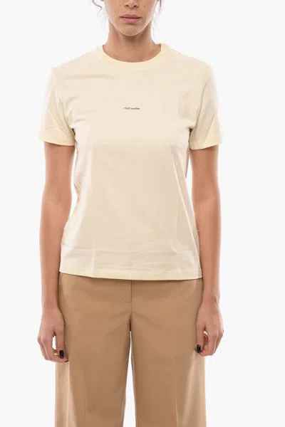 Holzweiler Solid Color Suzana Crew-neck T-shirt With Printed Logo In Yellow