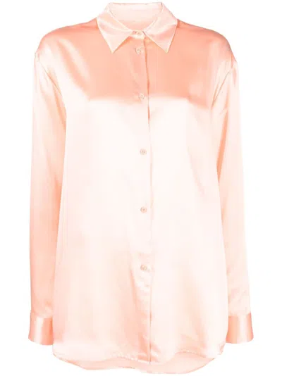 Holzweiler Straight-point Collar Silk Shirt In Rosa