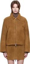 Holzweiler Tan Cia Suede Leather Jacket In 1102 Camel