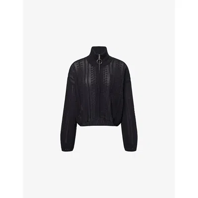 Holzweiler Womens Black Tine Crochet Crop Cotton Cardigan