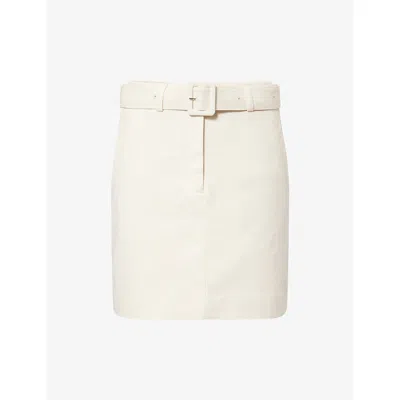 Holzweiler Womens Annie Belted Cotton Mini Skirt Ecru