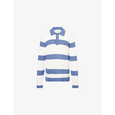 Holzweiler Womens Blue Stripe Elio Striped Cotton Polo Jumper Xs