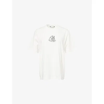 Holzweiler Womens Kjerag Embroidered Cotton-jersey T-shirt White