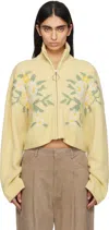Holzweiler Yellow Tine Cropped Cardigan In 1165 Lt. Yellow Mix