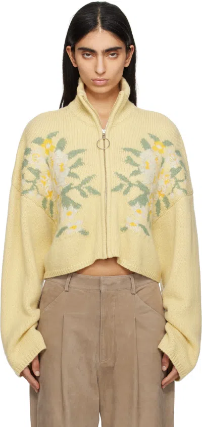 Holzweiler Yellow Tine Cropped Cardigan In 1165 Lt. Yellow Mix