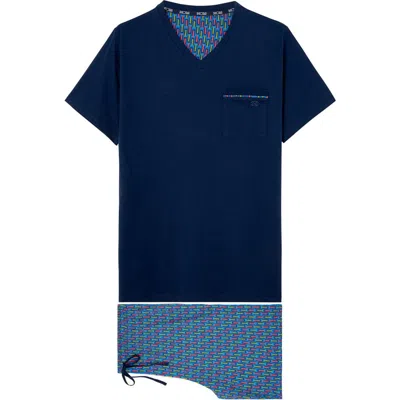 Hom Bellagio Short Pajama Set In Blue