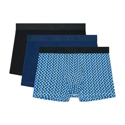 Hom Daniel #2 Boxer Briefs 3p In Black/navy/blue Print