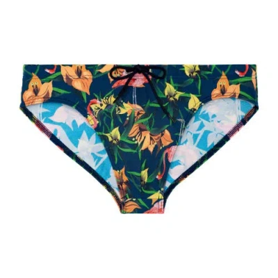 Hom Flamingo Mini Brief In Navy Print