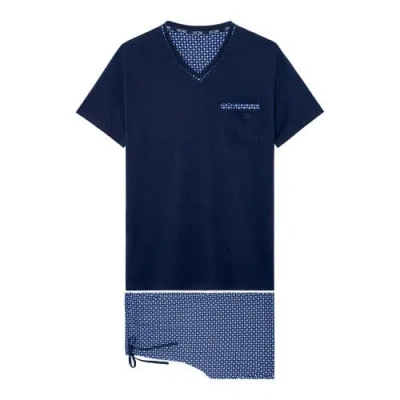 Hom Hampton Short Pajama Set In Blue